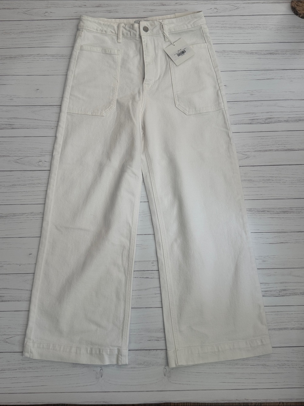 JBD White Wide-Leg High-Rise Jeans